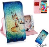 Gekleurde tekening patroon Kleurrijke magnetische gesp Horizontale flip PU lederen tas met houder & kaartsleuven & portemonnee & lanyard voor Galaxy A2 Core (Fox)