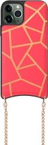 Voor iPhone 11 Pro Max Mutural PC + PU + TPU Crossbody beschermhoes met afneembare schouder metalen ketting (rood)