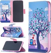 Voor iPhone 12 Pro Max Gekleurd tekeningpatroon Horizontaal leren flip-hoesje met houder & kaartsleuven & portemonnee (twee uilen)