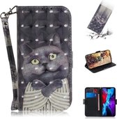 Voor iPhone 12 mini 3D Gekleurde Tekening Horizontale Flip Leren Case met Houder & Kaartsleuven & Portemonnee & Lanyard (Hug Cat)