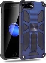 Voor iPhone 7 Plus / 8 Plus schokbestendige TPU + pc magnetische beschermhoes met houder (blauw)