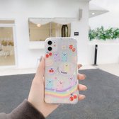 Voor iPhone 11 geverfde koffer gestreept TPU-hoesje (Rainbow Bear)