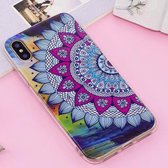 Voor iPhone X / XS Noctilucent IMD Flower Pattern Soft TPU Back Case Protector Cover