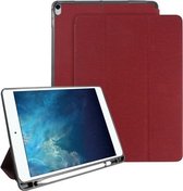 Mutural Exquisite Series stoffen textuur PU + TPU lederen hoes voor iPad Pro 10,5 inch, met 3-voudige houder en penhouder en slaap- en wekfunctie (rood)