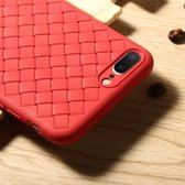 Benks voor iPhone 8 Plus & 7 Plus TPU breien lederen oppervlak beschermende achterkant beschermhoes (rood)