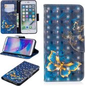 Horizontaal lederen flip-hoesje met 3D-gekleurde tekeningpatroon voor iPhone 7 Plus en 8 Plus, met houder en kaartsleuven en portemonnee (vlinder)