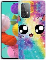 Voor Samsung Galaxy A32 4G schokbestendig geverfd transparant TPU beschermhoes (Starry Cute Cat)