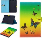 Voor Amazon Kindle Fire HD 8 Stiksels Horizontale Flip Leren Case met Houder & Kaartsleuven & Slaap / Wekfunctie (Rainbow Butterfly)