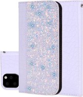 Krokodiltextuur Glitterpoeder Horizontale lederen flip-hoes met kaartsleuven en houder voor Galaxy Note 10 (wit)