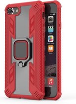 Iron Warrior schokbestendige TPU + pc-beschermhoes voor iPhone 8, met 360 graden rotatiehouder (rood)
