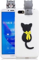 Voor Huawei Y5 2018 3D Cartoon patroon schokbestendig TPU beschermhoes (kleine zwarte kat)