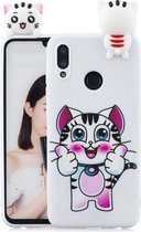 Voor Huawei P Smart 2019 schokbestendig Cartoon TPU beschermhoes (kat)