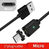 2 STUKS ESSAGER Smartphone Snel opladen en datatransmissie Magnetische kabel, Kleur: Zwart Microkabel (1m)