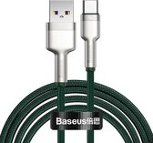 BaseusCATJK-B06 Cafule-serie 40W USB naar Type-C / USB-C metalen oplaadgegevenskabel, lengte: 2m (donkergroen)