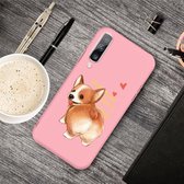 Voor Galaxy A70 Cartoon Animal Pattern Shockproof TPU beschermhoes (Pink Corgi)