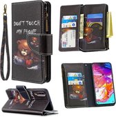 Voor Samsung Galaxy A70 Gekleurde Tekening Patroon Rits Horizontale Flip Leren Case met Houder & Kaartsleuven & Portemonnee (Beer)