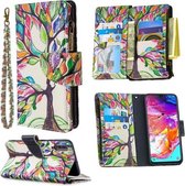 Voor Samsung Galaxy A70 Gekleurde Tekening Patroon Rits Horizontale Flip Leren Case met Houder & Kaartsleuven & Portemonnee (Boom)
