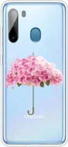 Voor Samsung Galaxy A21 schokbestendig geverfd TPU beschermhoes (bloemenparaplu)