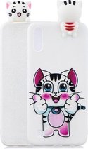 Voor Galaxy A01 schokbestendige Cartoon TPU beschermhoes (kat)