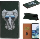 Voor Samsung Galaxy Note20 Ultra Pure Color Painting Horizontale Flip Leather Case met Card Slot & Holder (Elephant)