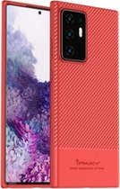 Voor Samsung Galaxy Note 20 Ultra iPAKY Carbon Fiber Texture Soft TPU Case (Rood)