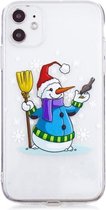Voor iPhone 11 Pro Christmas Pattern TPU beschermhoes (Broom Snowman)