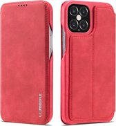 Voor iPhone 12/12 Pro LC.IMEEKE Hon Ancient Series horizontale flip lederen tas met houder en kaartsleuf (rood)