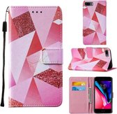 Voor iPhone 8 Plus / 7 Plus / 6 Plus / 6s Plus Cross Texture Painting Pattern Horizontale Flip lederen hoes met houder & kaartsleuven & portemonnee & lanyard (Pink Diamond)