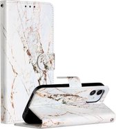 Voor iPhone 12 mini Geschilderd Patroon Horizontale Flip Leren Case met Houder & Kaartsleuven & Fotolijst (Wit Grind)