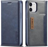 Voor iPhone 12 mini LC.IMEEKE LC-001-serie PU + TPU kleuraanpassing Frosted horizontale flip lederen tas met houder en kaartsleuf (blauw)