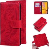 Voor iPhone XR Tiger Embossing Pattern Horizontale flip lederen tas met houder & kaartsleuven en portemonnee (rood)
