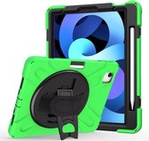 Voor iPad Air (2020) 10,9 360 graden rotatie pc + siliconen beschermhoes met houder en polsband (groen)