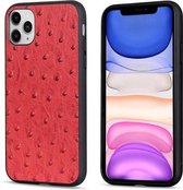 Struisvogelstructuur lederen beschermhoes voor iPhone 12/12 Pro (rood)