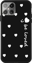 Klein smiley-hartpatroon schokbestendig TPU-hoesje voor iPhone 12/12 Pro (zwart)