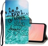 Voor Galaxy A51 3D Gekleurde Tekening Horizontale Flip PU Lederen Case met Houder & Kaartsleuven & Portemonnee (Blue Coconut Grove)