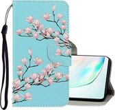 Voor Galaxy Note 10 Plus 3D Gekleurde Tekening Horizontale Flip PU Lederen Case met Houder & Kaartsleuven & Portemonnee (Magnolia)