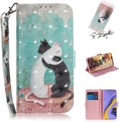 Voor Galaxy A51 3D Schilderen Patroon Gekleurde Tekening Horizontale Flip Leren Case met Houder & Kaartsleuven & Portemonnee (Zwart Wit Kat)