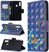 Voor Galaxy A20s 3D-patroon Gekleurde tekening Horizontale lederen flip-hoes met houder & kaartsleuven en portemonnee (een vlinder)