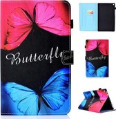 Voor Amazon Kindle Fire HD 10 Gekleurde tekening Stiksels Horizontale flip lederen tas, met houder en kaartsleuven (Butterfly Love)