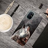 Voor OnePlus 8T schokbestendig geverfd transparant TPU beschermhoes (Call Wolf)