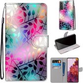 Voor Samsung Galaxy S21 5G Gekleurde Tekening Cross Textuur Horizontale Flip PU Lederen Case met Houder & Kaartsleuven & Portemonnee & Lanyard (Doorschijnend Glas)