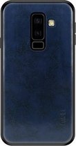 MOFI schokbestendig TPU + pc + leer geplakt hoesje voor Galaxy A6 + (2018) (blauw)