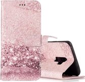 Voor Galaxy S9 + roségouden patroon horizontale lederen flip-hoes met houder en kaartsleuven en portemonnee
