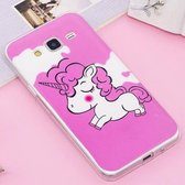 Voor Galaxy J3 (2016) / J310 Noctilucent IMD Horse Pattern Soft TPU Back Case Protector Cover