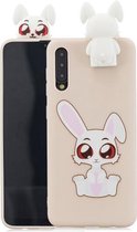 Voor Galaxy A50 Cartoon schokbestendige TPU beschermhoes met houder (konijn)