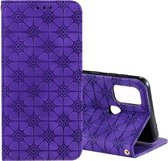 Voor Samsung Galaxy M31 Lucky Flowers Embossing Pattern Magnetische horizontale flip lederen tas met houder & kaartsleuven (paars)