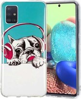 Voor Samsung Galaxy A71 5G Lichtgevende TPU mobiele telefoon beschermhoes (headset hond)