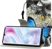 Voor Geschikt voor Xiaomi Note 10 Pro Gekleurde tekening Horizontale flip lederen tas met houder & kaartsleuf & portemonnee (een vlinder)