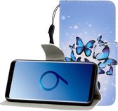 Voor Galaxy S9 Gekleurde tekening Horizontale flip lederen hoes met houder & kaartsleuf & portemonnee (veel vlinders)