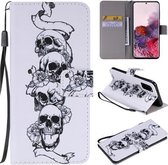Voor Galaxy S20 Schilderen Horizontale Flip Leren Case met Houder & Kaartsleuf & Lanyard (Skull Bone)